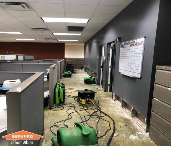 drying flooded office and cubicles 